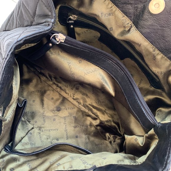 FIORE shoulder black genuine leather bag Italy - Picture 7 of 12